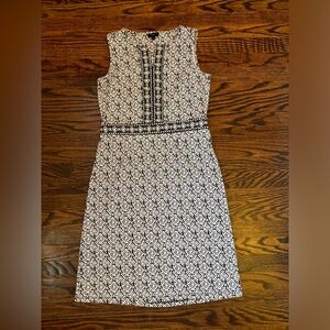 Talbots Pattern Mini Dress, Black and White, Flowy Material